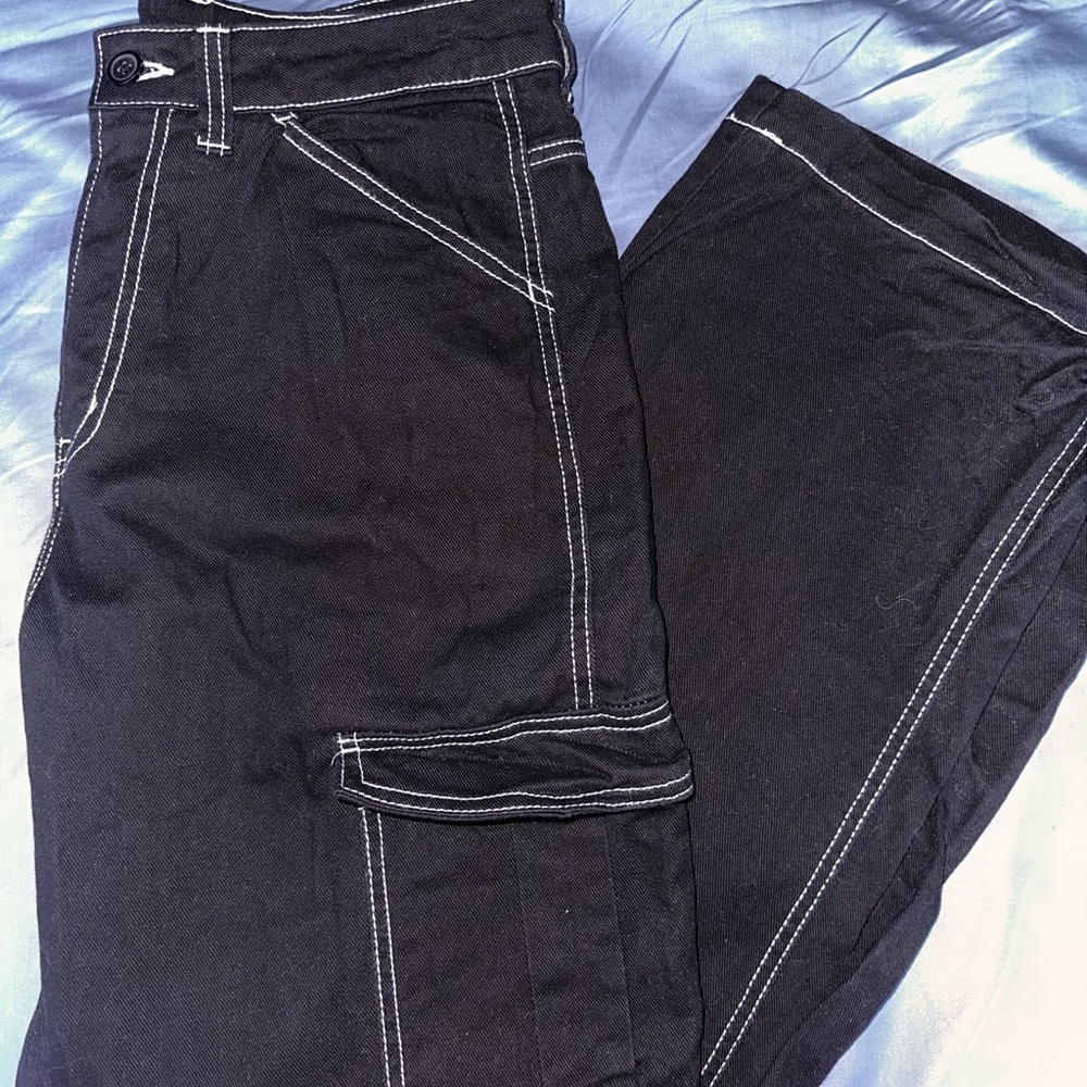 H&M Black Pants with White Stitching
